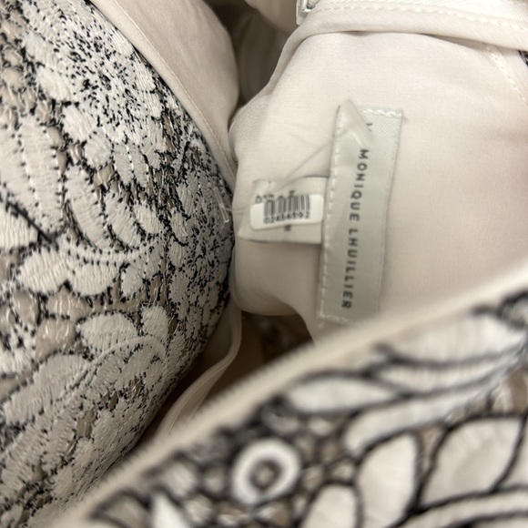 MONIQUE LHUILLIER Short Sleeve Embroidered Lace Mini Dress - Picture 10 of 15